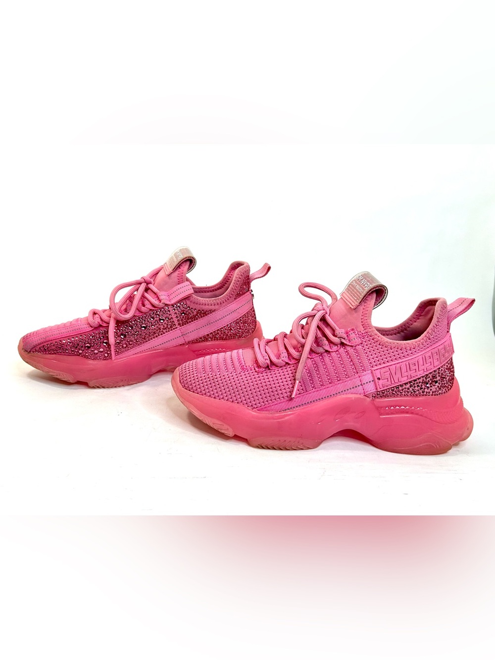 Steve Madden Maxima Pink Sneakers SM NY90 Sparkle Rhinestone Women's Size 7.5 M